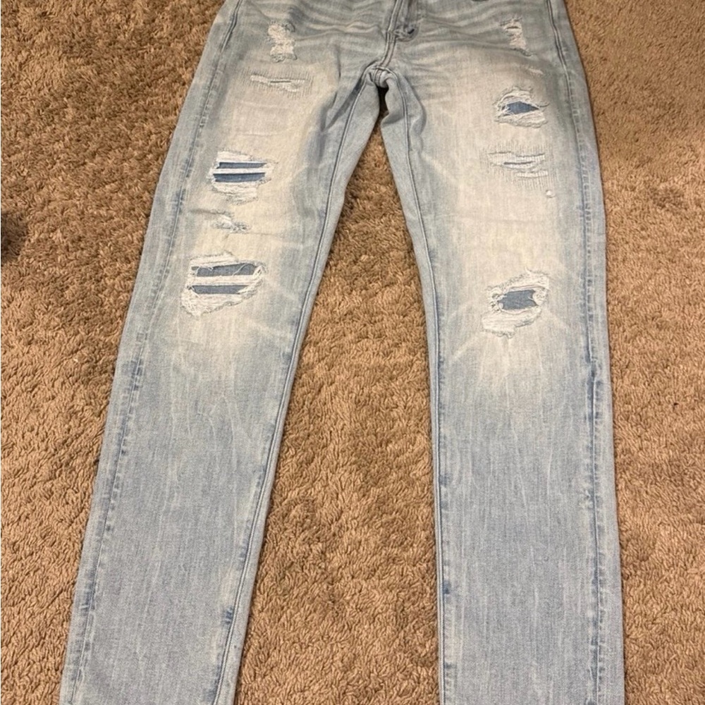 American Eagle Outfitters Light Blue Ripped Skinny Jeans